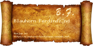 Blauhorn Ferdinánd névjegykártya